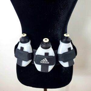 Adidas 3-Flask Hydration Running Belt with Front Zippered Pouch - Black